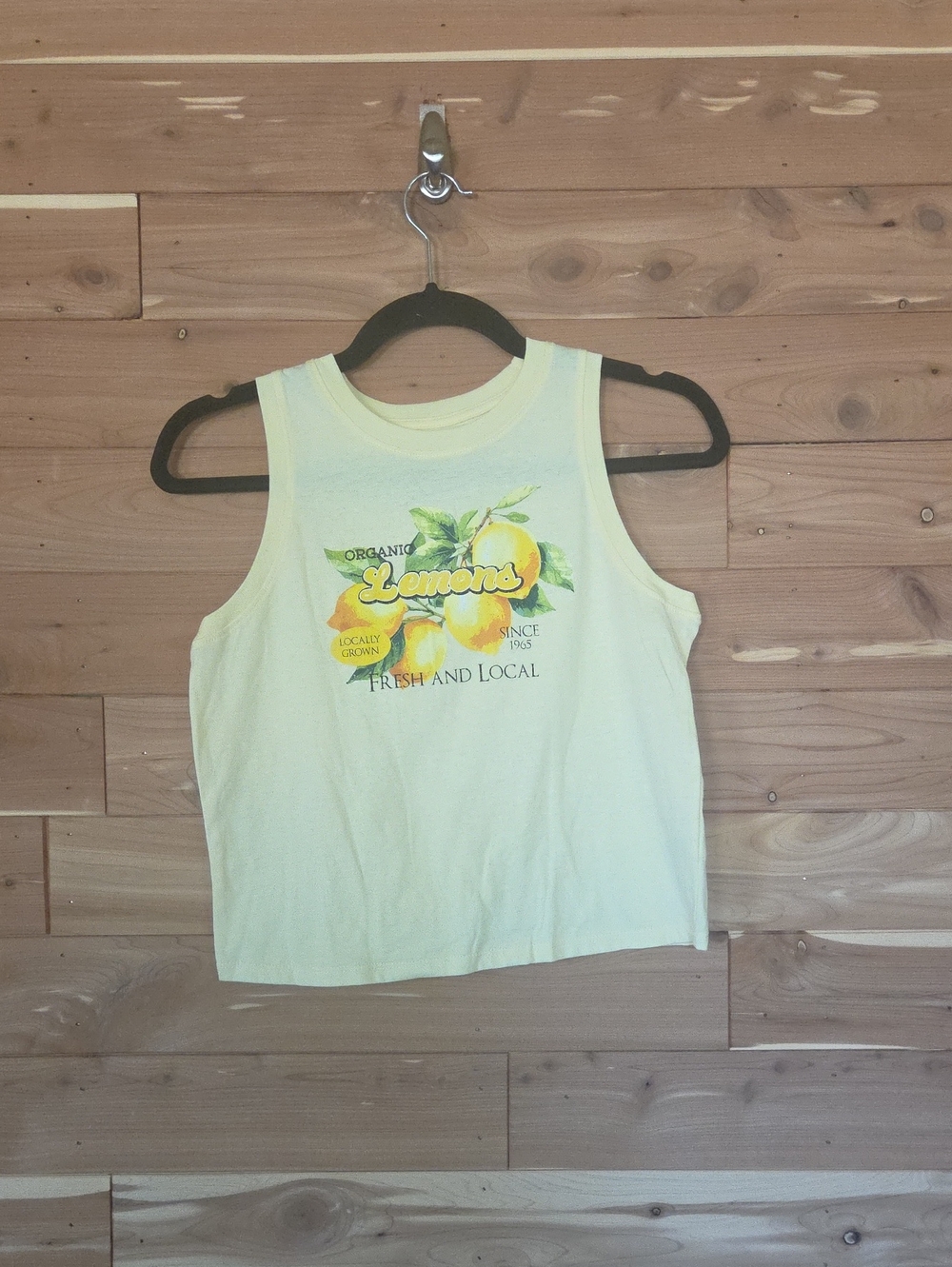 wonder nation Lemon Graphic Crop Tank Top - Yellow